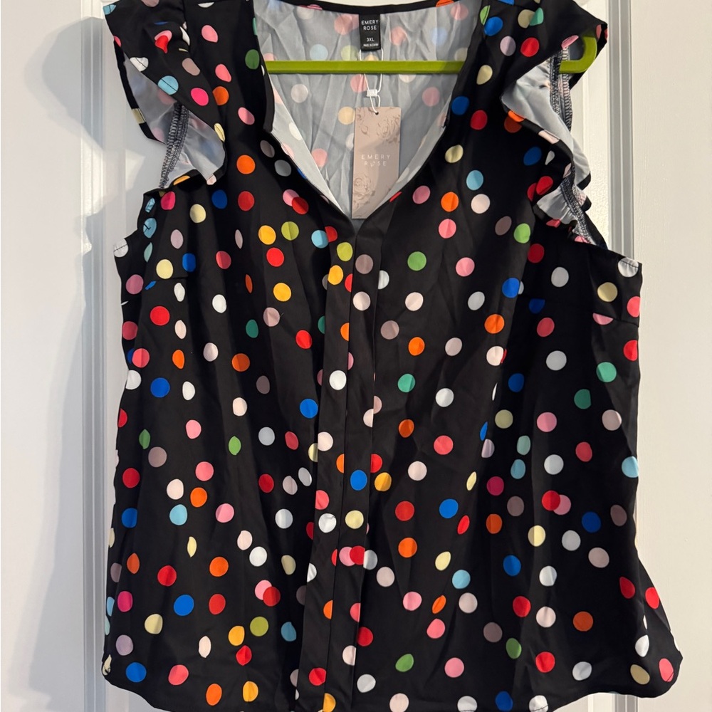 Black Polka Dot Women's Top